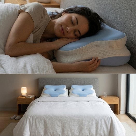 Melara Max Pillow ergonomic support features Melara Max Pillow ergonomic head, neck and arm support design